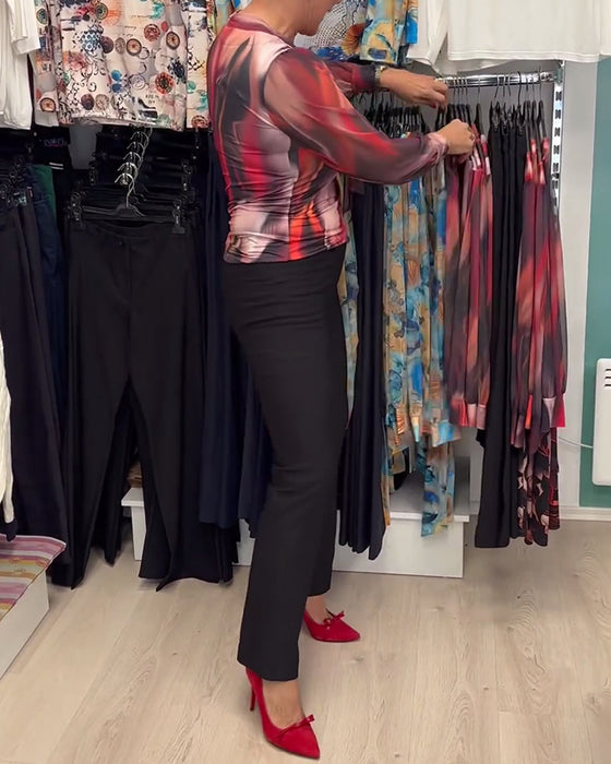 Bluse elegant langarm bedruckt