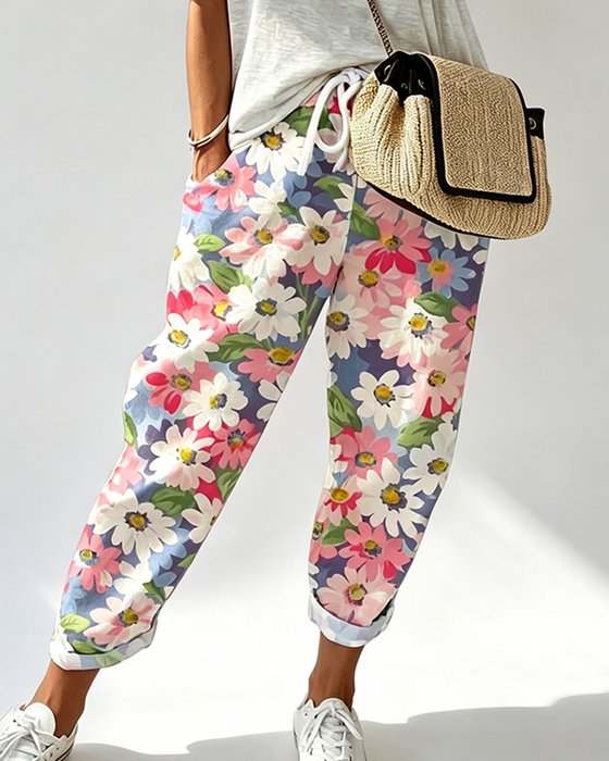 Hose Mit Druck Und Colorblock Lässiger Look