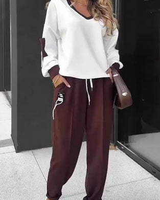 Color Block Sweatshirt Und Jogginghose Set