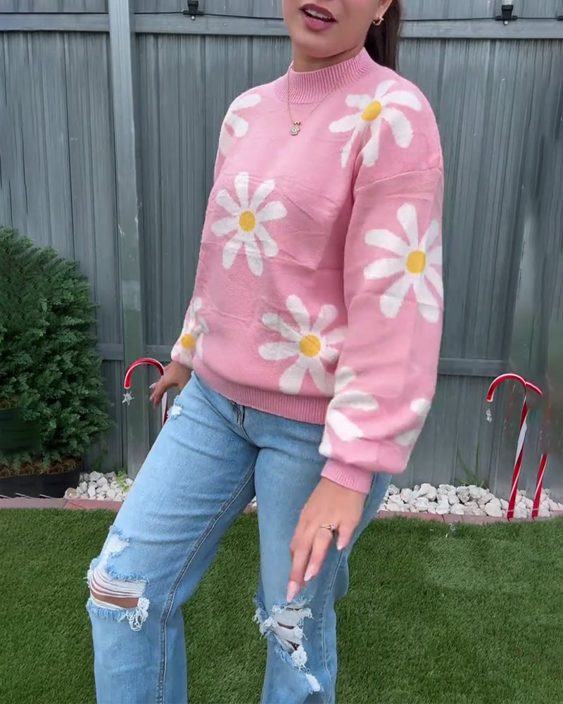 Pullover mit Jacquard-Muster und Rundhalsausschnitt