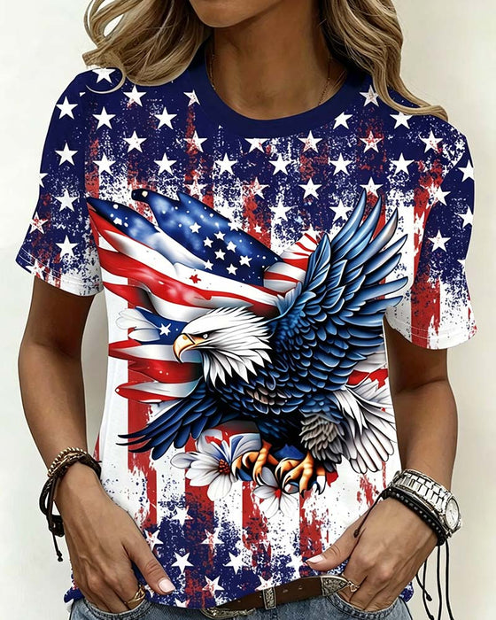 T-Shirt Sterne Und Streifen Adler Druck