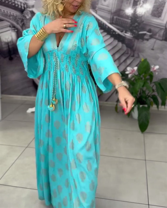 Kleid locker Urlaubsmuster Taille Maxi