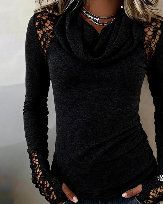 Bluse Slouchy Mock Neck Langarm Ausschnitt