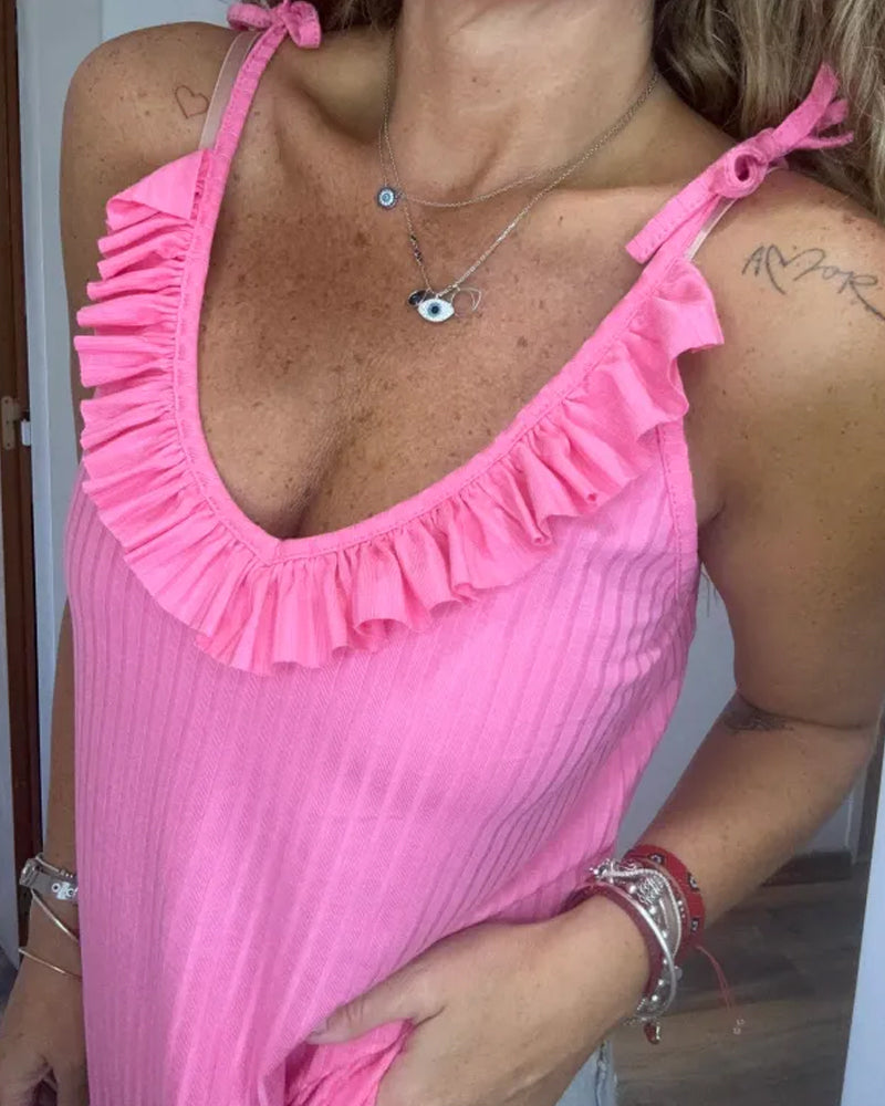 Cami Top Rüsche Gerippt