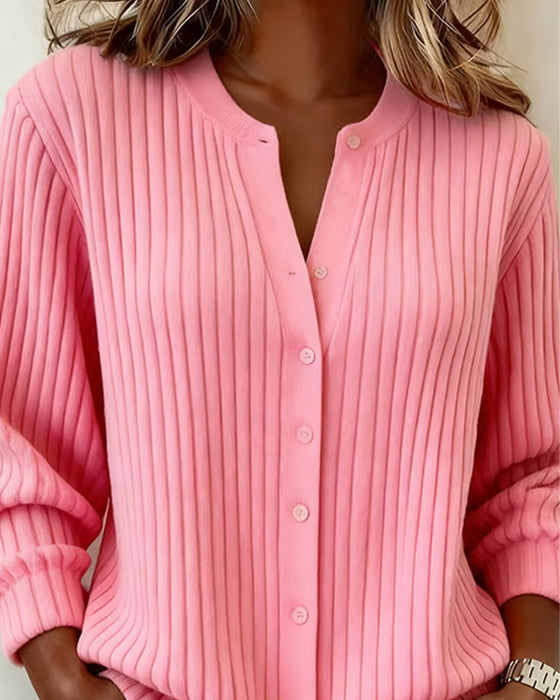 Unifarbener langärmeliger Pullover mit Rundhalsausschnitt