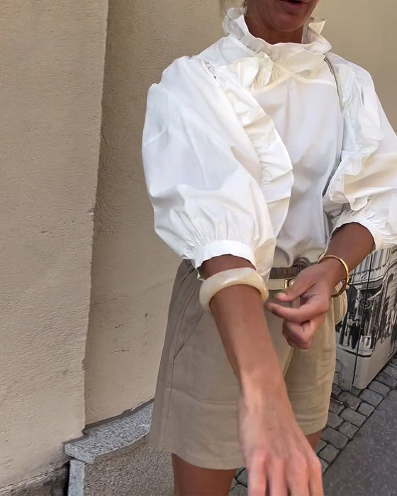 Bluse Elegant Rüschen Puffärmel
