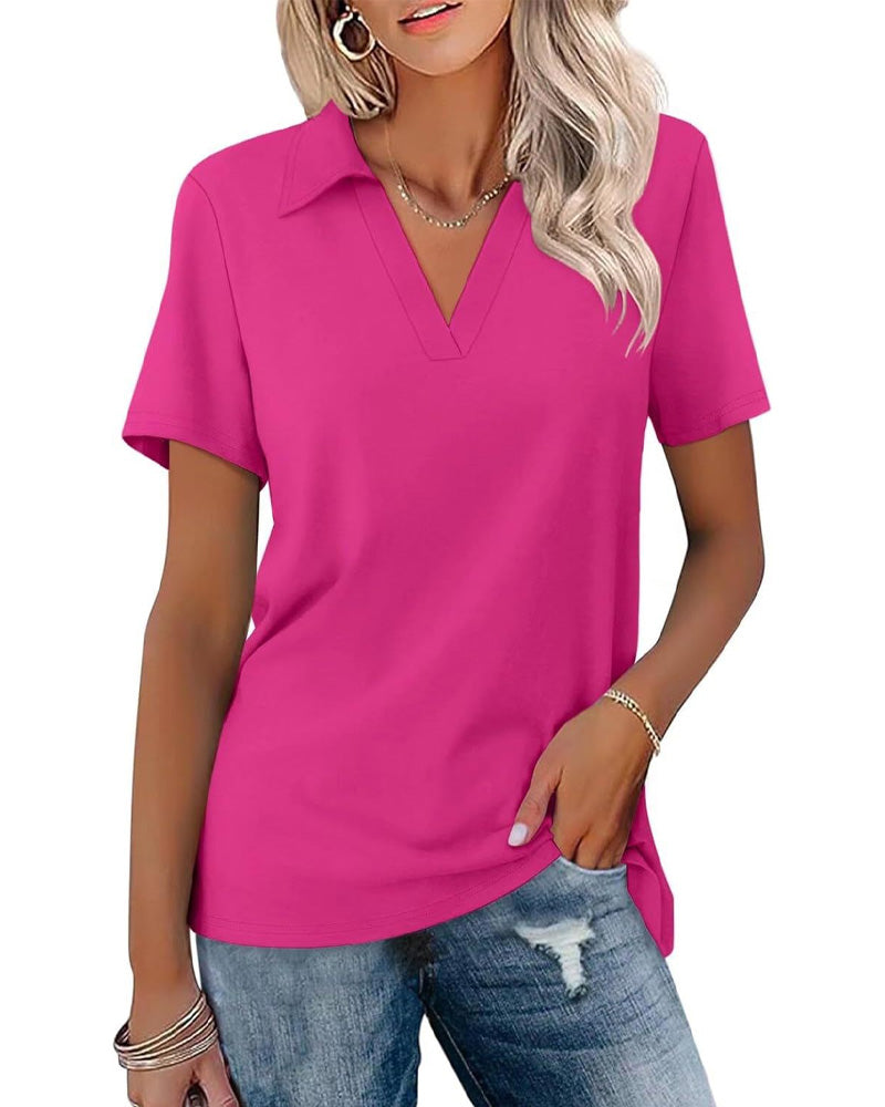 T-Shirt Kurzer Ärmel V-Ausschnitt Polo