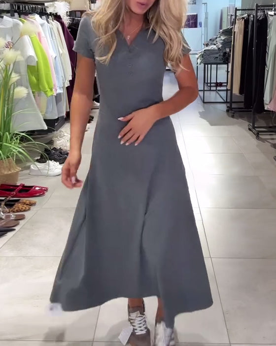 A-Linien Kleid Polo Kragen Casual