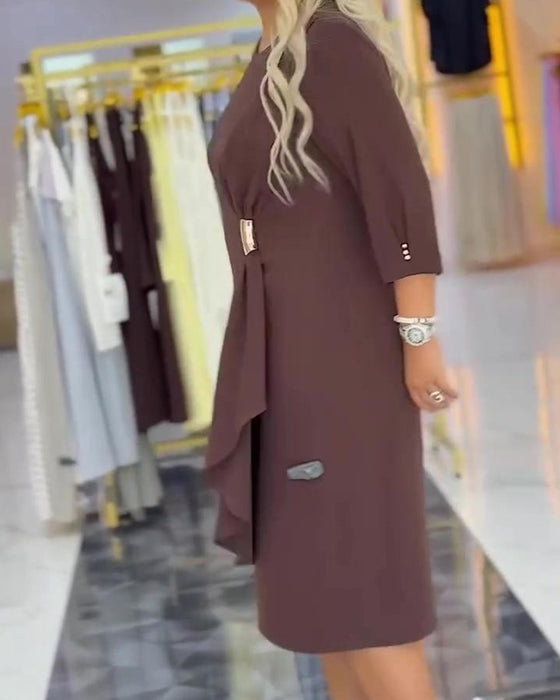 Kleid Plus Size Stilvoll Twist Knoten