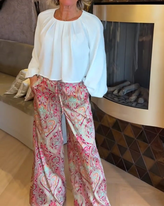 Bluse Französisch Puffärmel Gekürzt