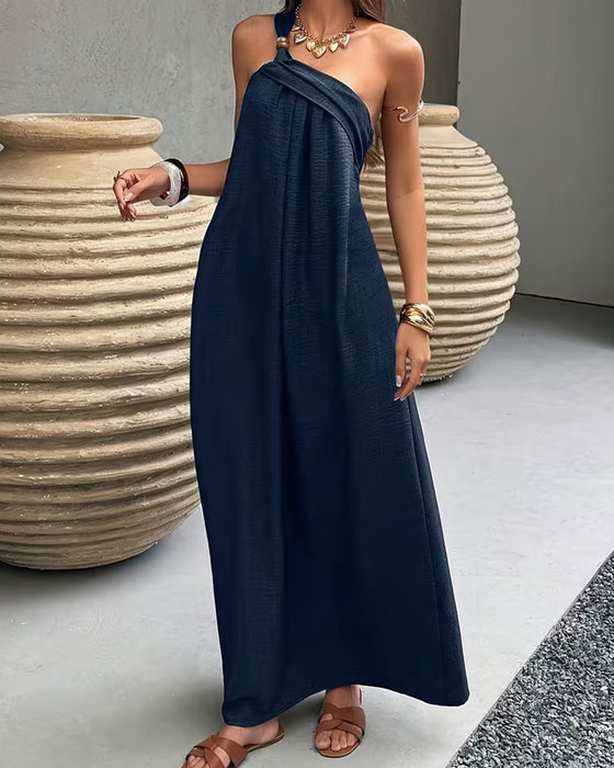 Kleid Ein-Schulter Drapiert Resort
