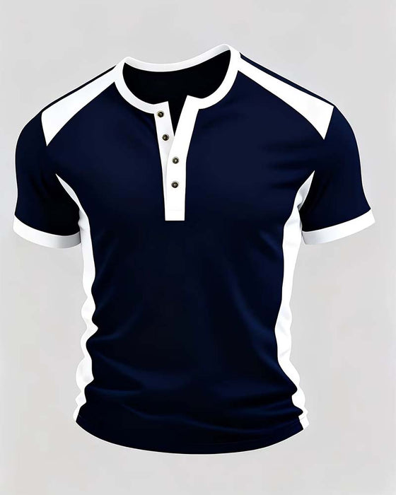 T-Shirt Herren Farbblock Waffel