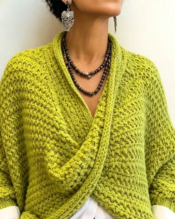 Pullover Grob V-Ausschnitt Twist Unregelmäßig Gestrickt