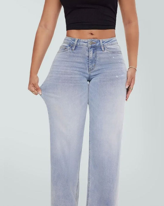 Jeans Hohe Taille Weites Bein