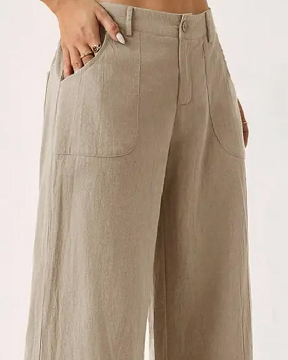 Hose Gummibund Tasche Lässig Weit Bein