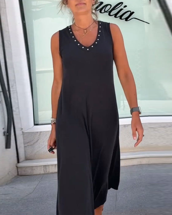 Kleid Einfarbig Ärmellos