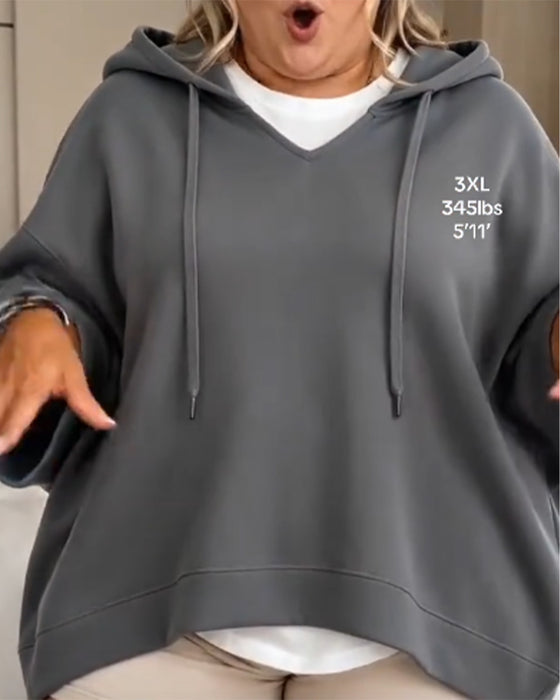 Sweatshirt Mit Kordelzug Und Dreiviertelärmeln Mit Kapuze