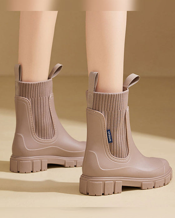 ☔️Stiefel Wasserdicht Rutschfest Dicke Sohle Mittelschaft