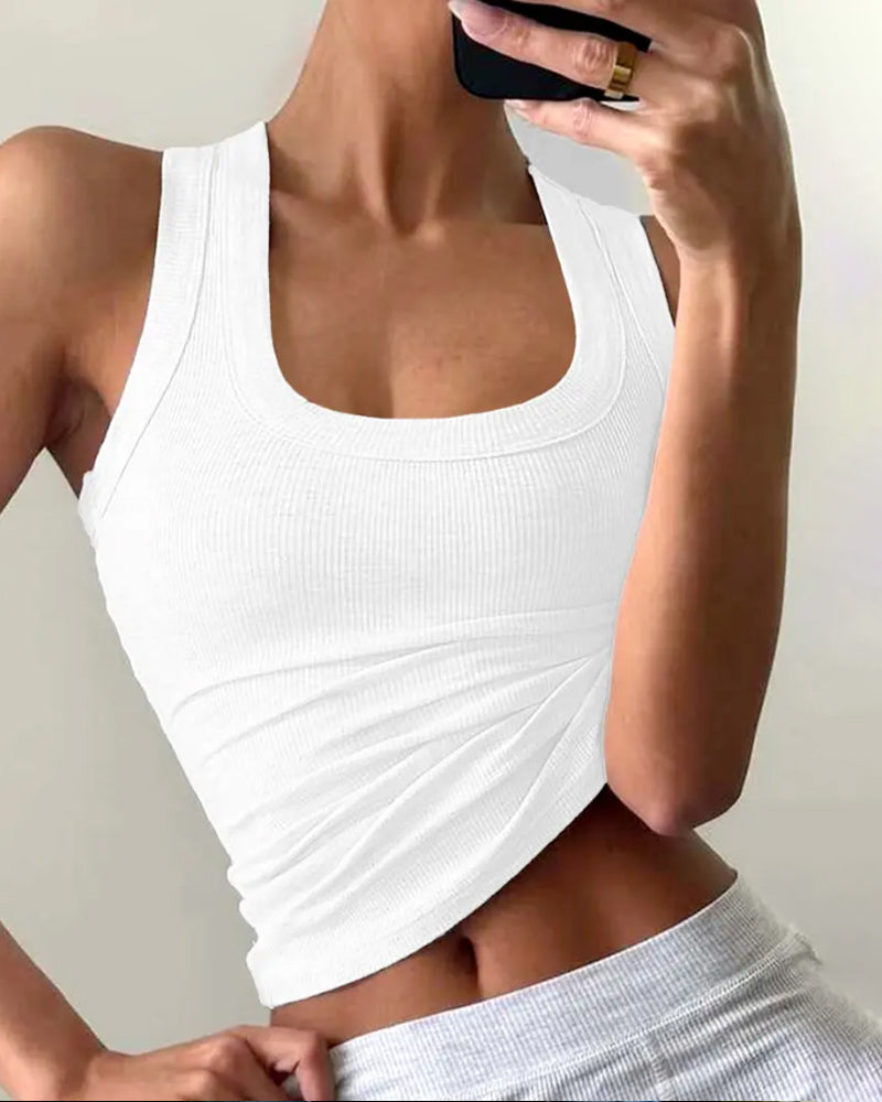 Tanktop U-Förmiger Eckiger Ausschnitt Schmal Geschnitten