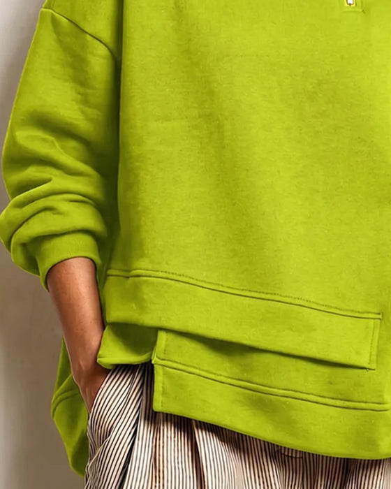 Sweatshirt Rollkragen Reißverschluss Unregelmäßig