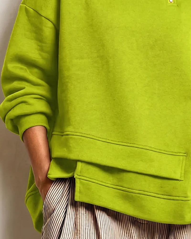 Sweatshirt Rollkragen Reißverschluss Unregelmäßig