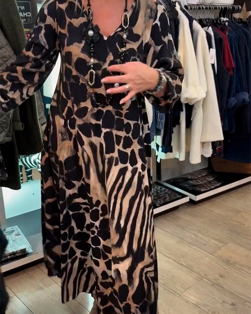 Kleid Leopard Zebra Locker Langarm
