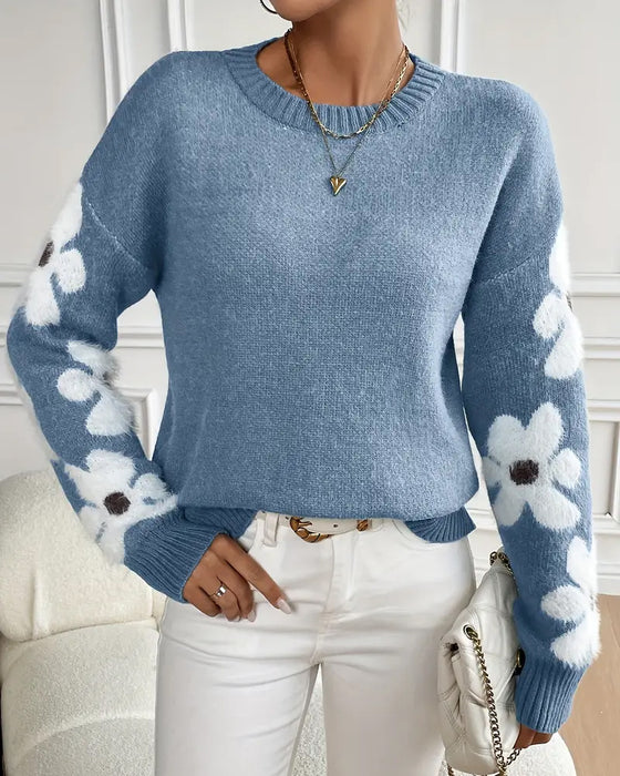 Plüsch-Pullover Mit Blumenmuster