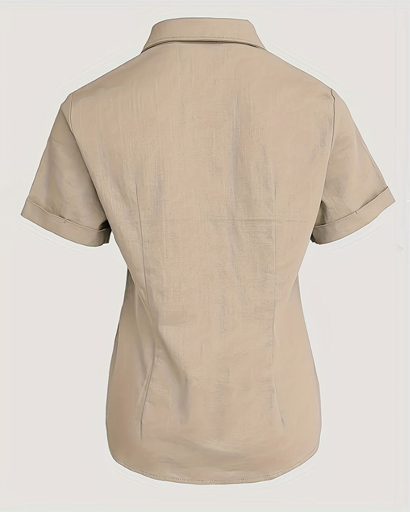 Blusen Kordelzug Tasche Kurzärmelig