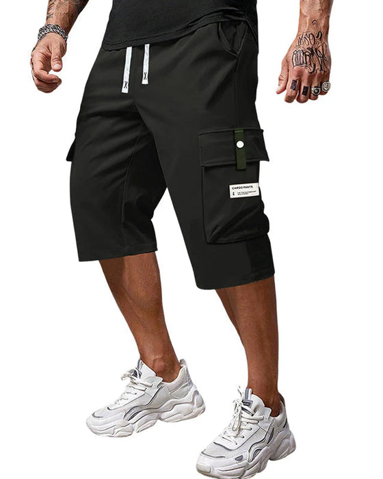 Hose Herren Lässig Kordelzug Capri Cargo