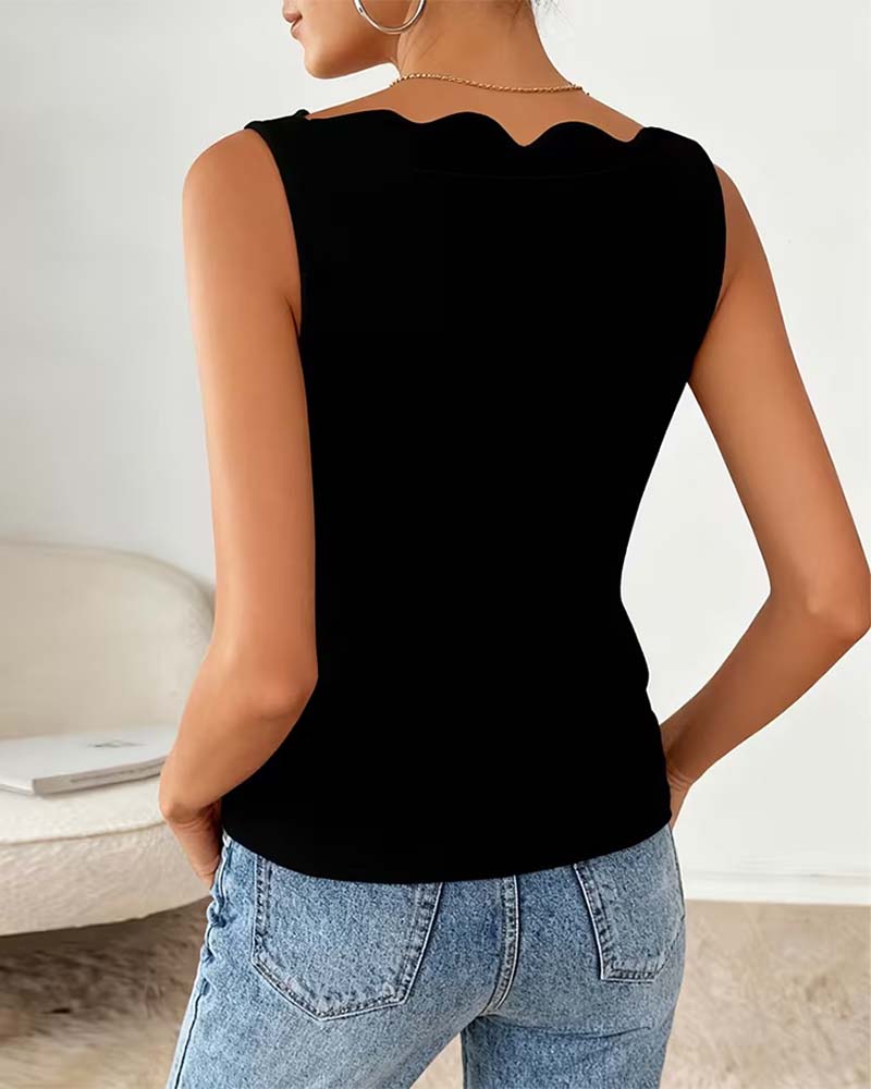 Tanktop gewellter Ausschnitt tailliert