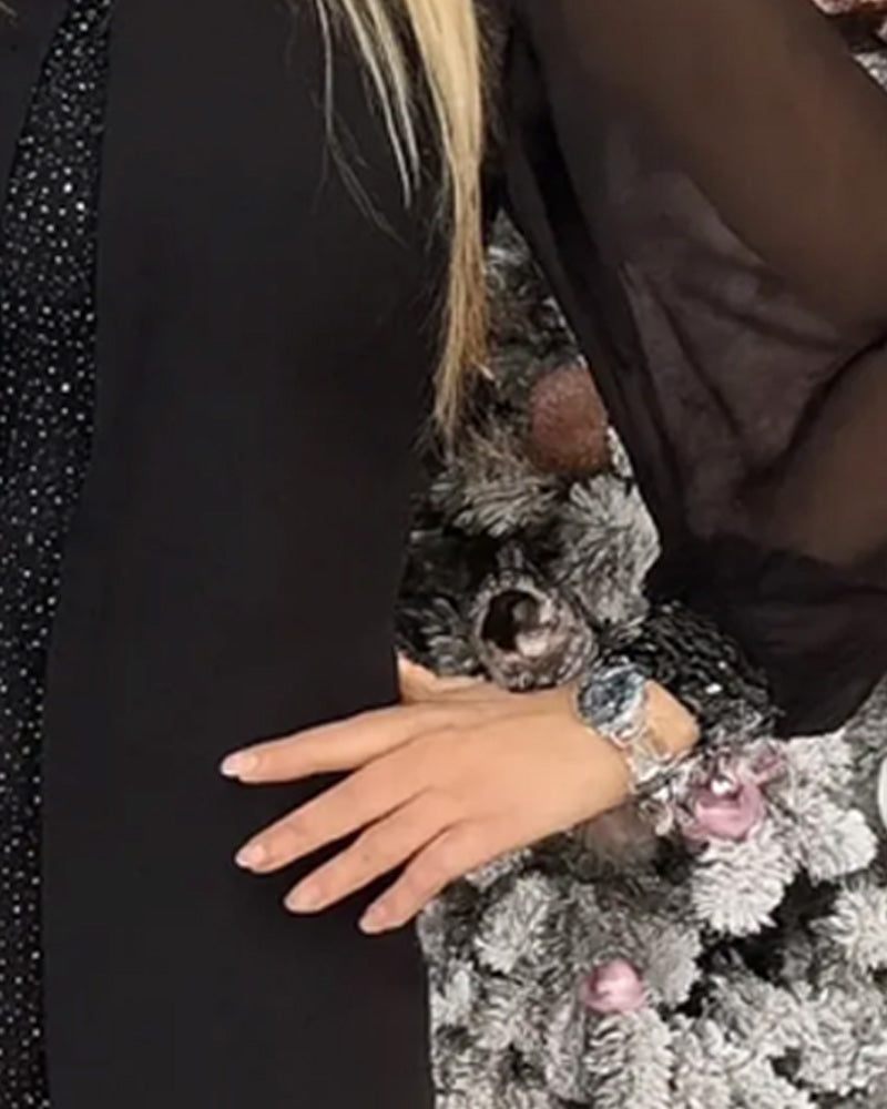 Kleid Faux zweiteilig modischer runder Ausschnitt