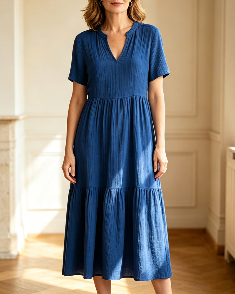 Kleid Lässig Einfarbig Kurzärmlig