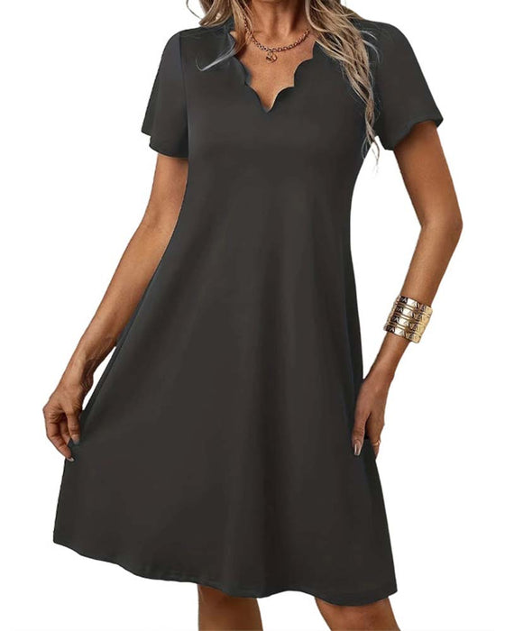 Kleid Kurzer Ärmel Uni