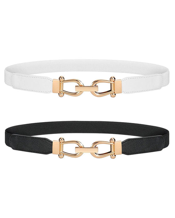 Damen Stretch Taillengürtel Retro Elastischer Schmaler Gürtel Für Damen Mit Goldschnalle