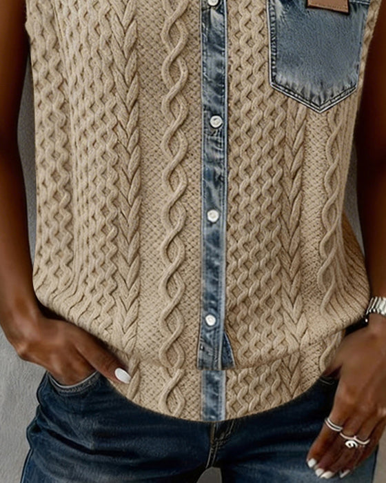 Top Patchwork Denim Mode