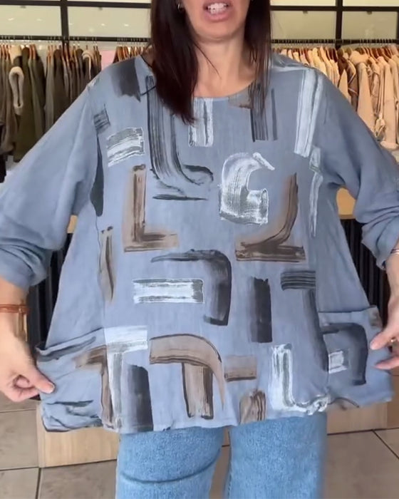 T-Shirt lässig bedruckt Rundhals