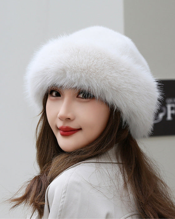 Damenmütze Im Mongolischen Stil Aus Dickem, Warmem Plüsch