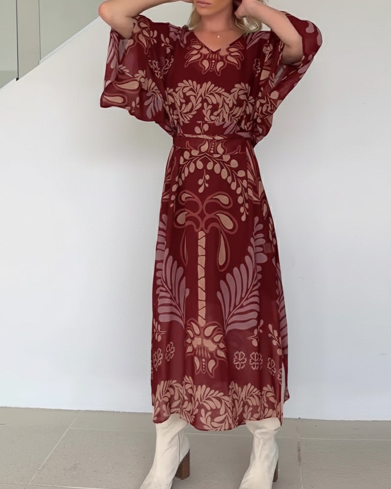Kleid Boho V-Ausschnitt Weit