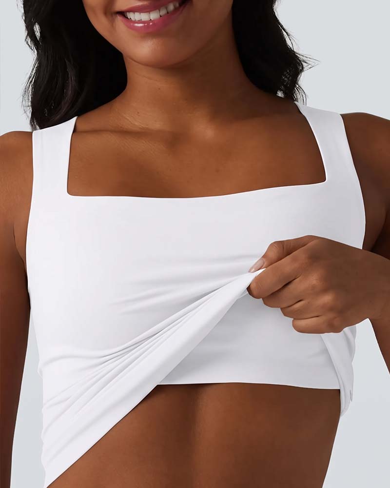 Tank Top Uni Farbe Viereckiger Ausschnitt Integrierter Bh
