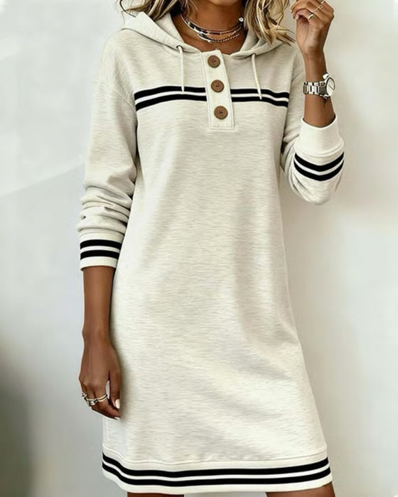Kleid mit Kapuze gestreift Colorblocking casual