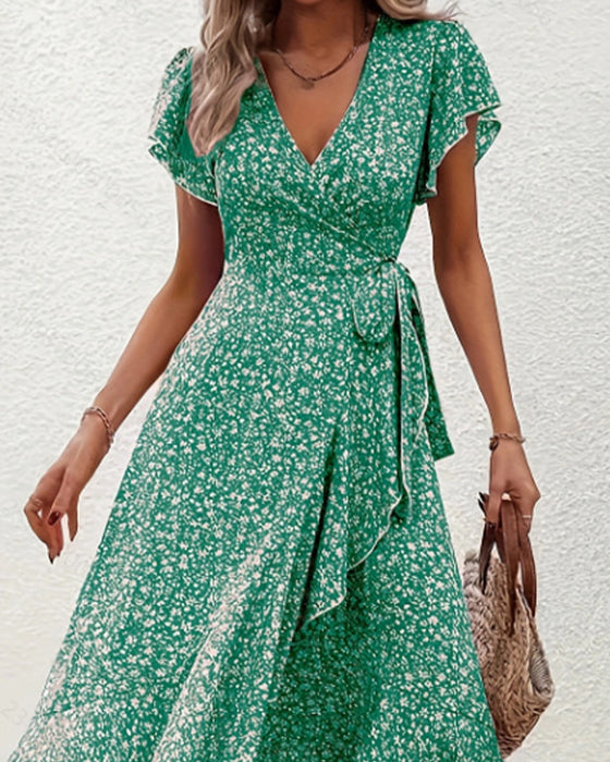Kleid kleine Blüten binden vorne Urlaub