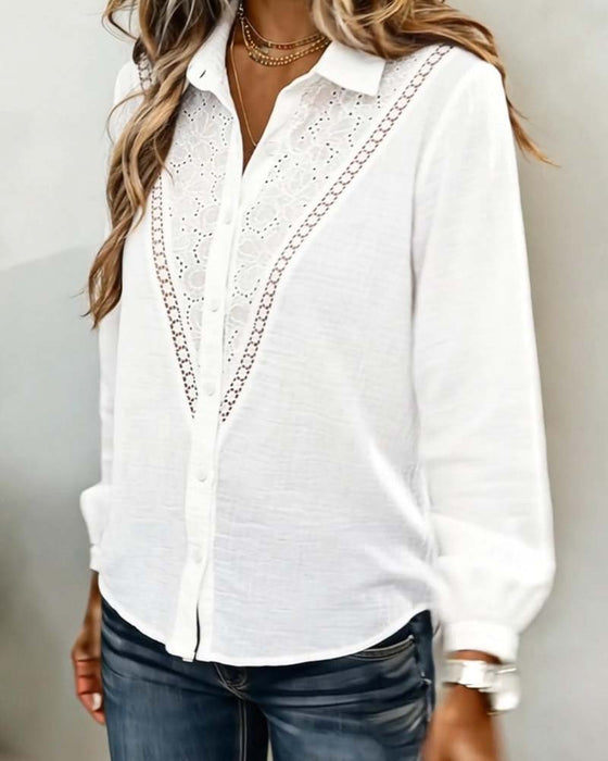 Hemd mit durchbrochenem Revers und Patchwork