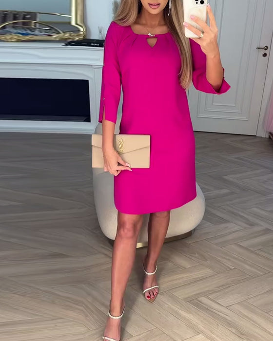 Kleid elegant einfarbig hohl gerade
