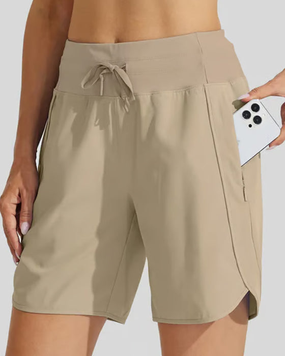 Hoher Taillenbund Sportshorts Mit Bauchkontrolle