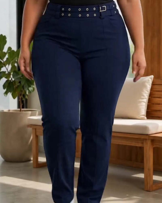 Hose Stilvoll Hohe Taille Slim Fit Lang