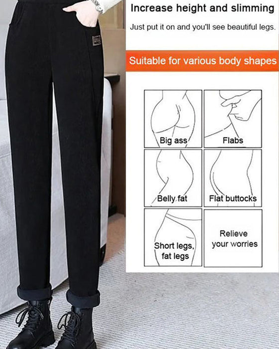 Warme Hochtaillierte Hose mit Wollfutter