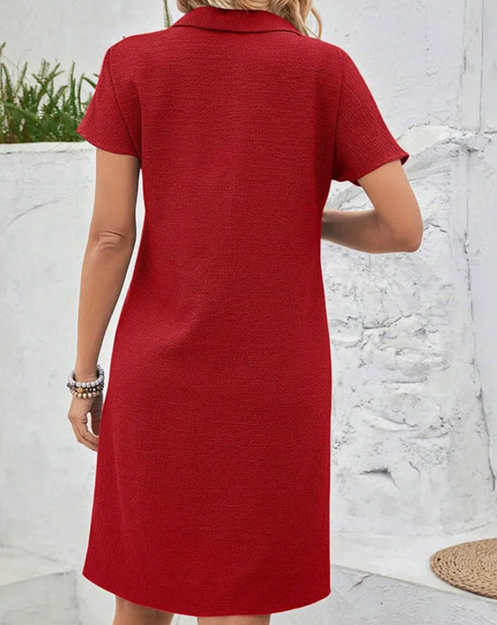 Kleid Lässig Revers Gerade
