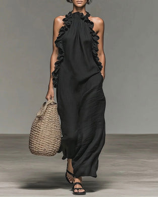 Kleid Halterneck Gerüscht Lang