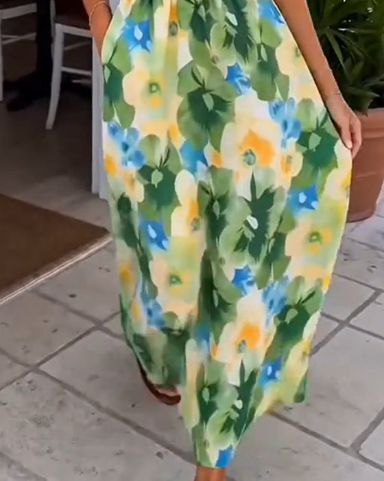Kleid Blumen Trägerlos Taille A-Linie