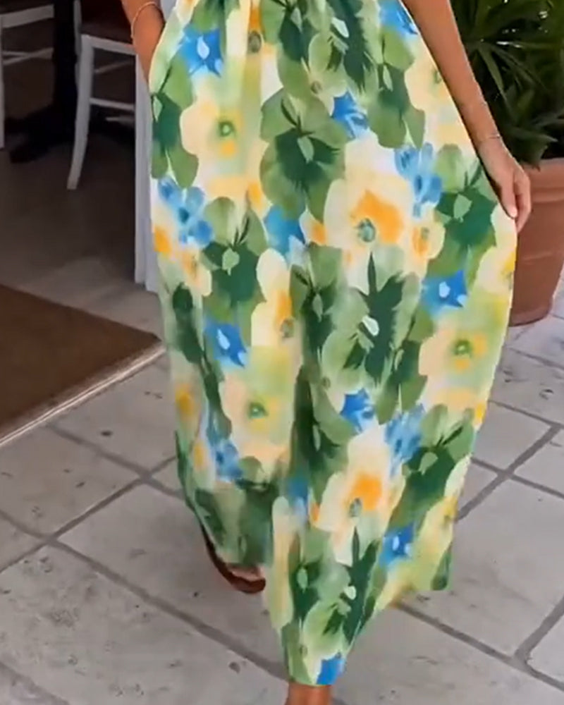 Kleid Blumen Trägerlos Taille A-Linie